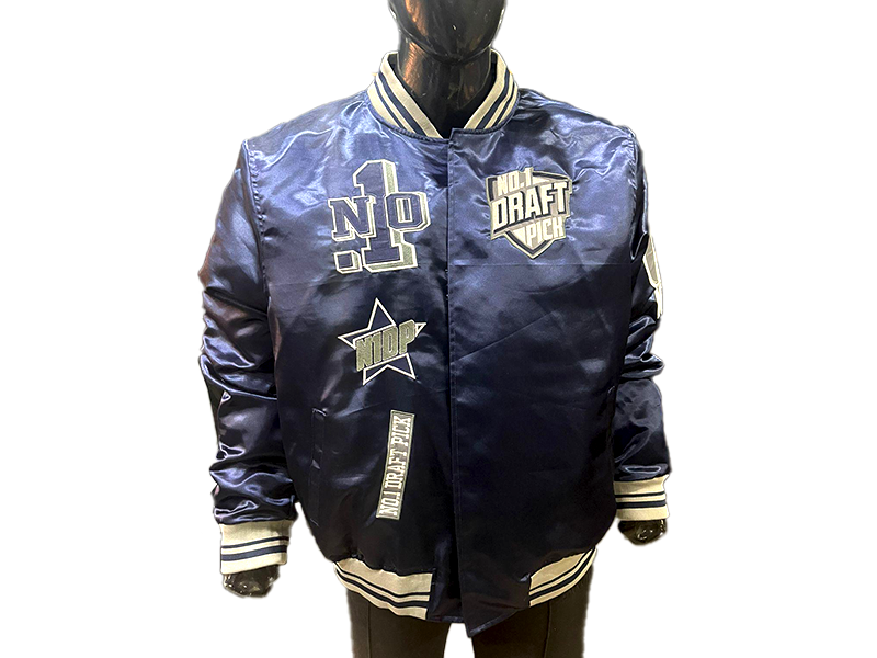 Navy-Blue Yankee Satin Jacket | Classic Varsity Streetwear