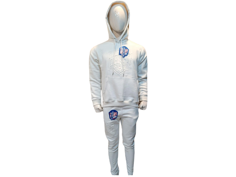 N1DP EMBOSS HOODY & JOGGER SET-OFF WHITE